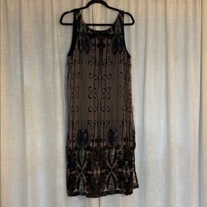 Free People vintage Velvet Burn Out Dress Phoebe Buffet size S lined side slit